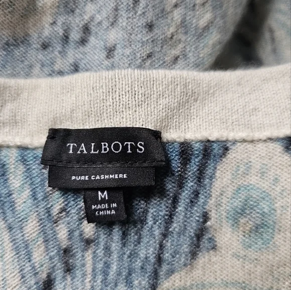Talbots Audrey cashmere sweater in peacock feather print - Picture 3 of 4